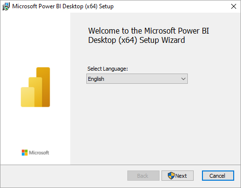 Captura de pantalla de la instalación de Power BI Desktop en la que se muestra el Asistente para la instalación.