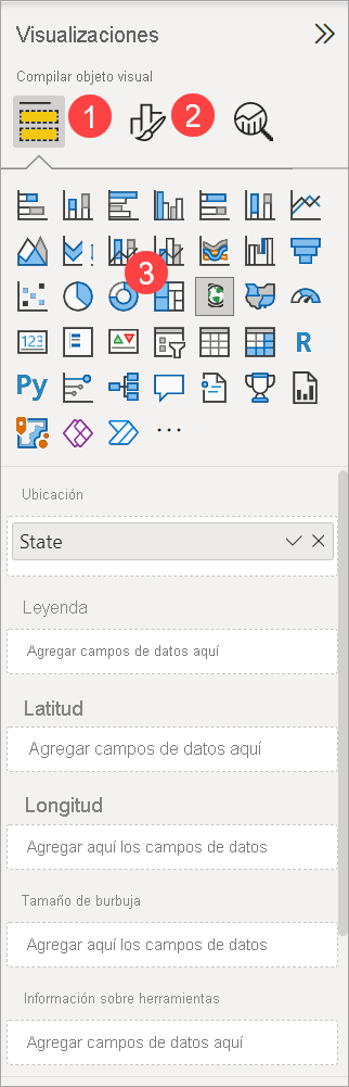 Captura de pantalla de Power BI Desktop en la que se muestra el panel Visualización.