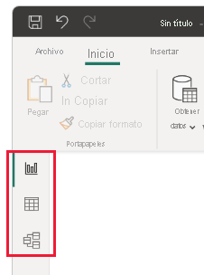 Screenshot of Power BI Desktop showing the Three Views panel.