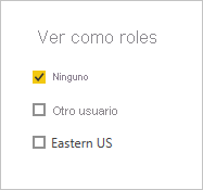 Captura de pantalla de la ventana Ver como roles con Ninguno seleccionado