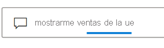 Captura de pantalla en la que se muestra una frase en el cuadro de búsqueda Preguntas y respuestas con palabras subrayadas en color azul.