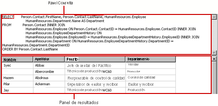 Diagrama del diseñador de consultas genérico para la consulta de datos relacionales.