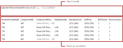 Diagrama del procedimiento almacenado en el diseñador de consultas basado en texto.