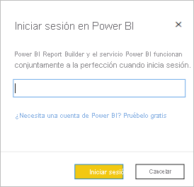 Captura de pantalla que muestra Iniciar sesión en Power BI.