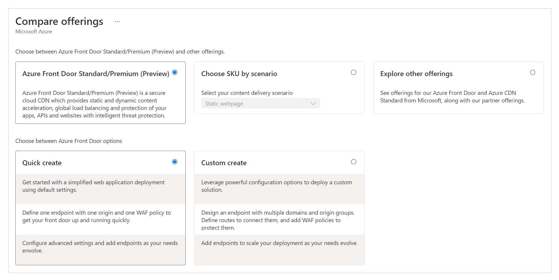 Crear un recurso de Azure Front Door.