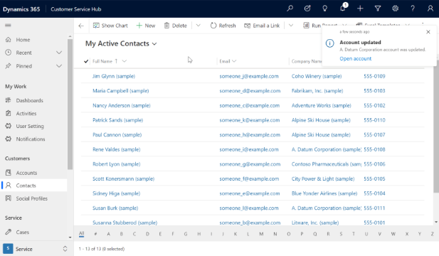 Notificación en la aplicación para las aplicaciones basadas en modelo