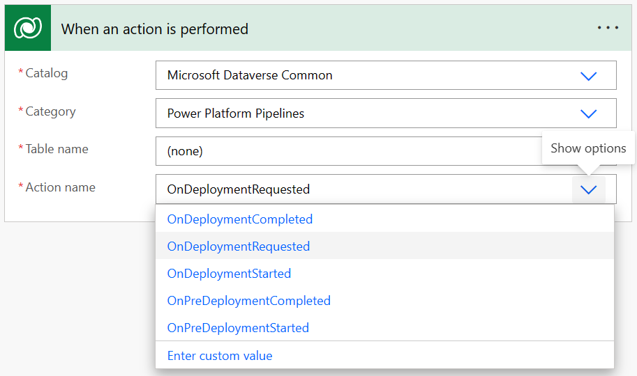 Disparadores de canalizaciones en Power Automate