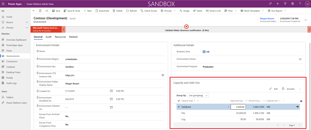 Configurar capacidad