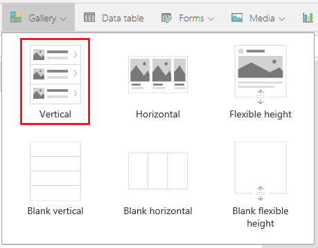 Seleccione una galería vertical que contiene controles.
