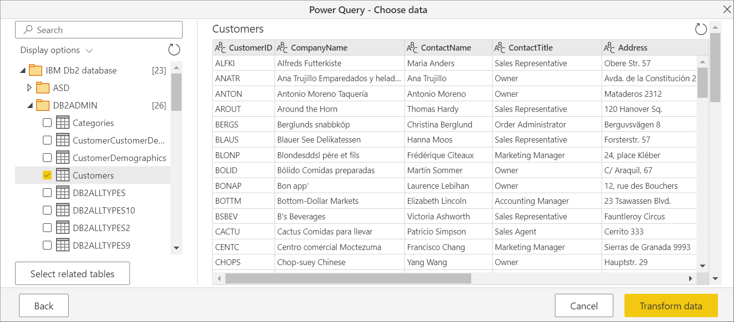 Select the data you want to transform in the Navigator