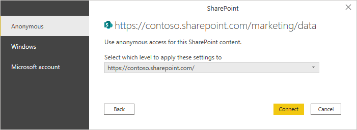 Autenticación de escritorio de carpeta de SharePoint.