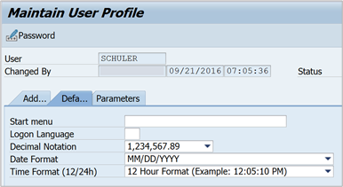 Menú de configuración de notación decimal.