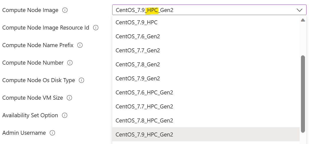 seleccionar una imagen de nodo HPC