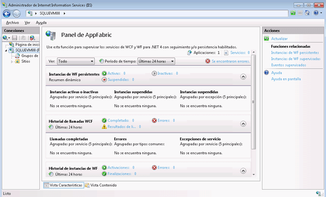 Panel de AppFabric