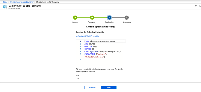 Configuración de la aplicación