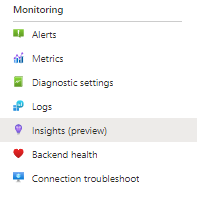 Captura de pantalla que muestra la información de Application Gateway.