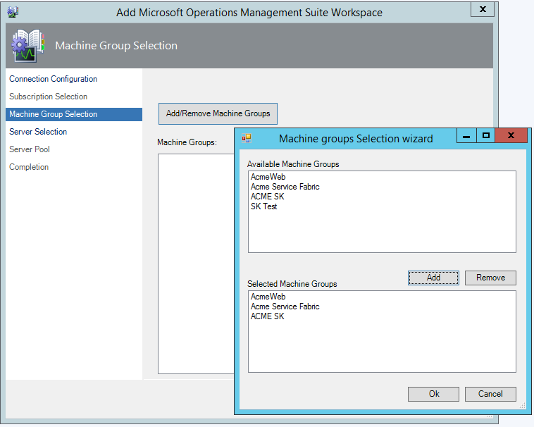 Configuración de grupos de máquinas de Operations Manager