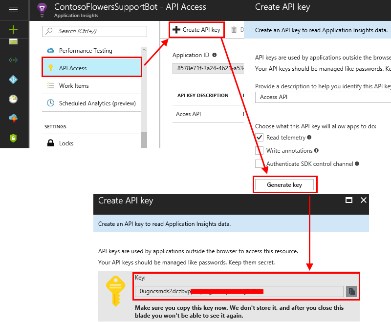 Portal screen capture of the Application ID and API Key