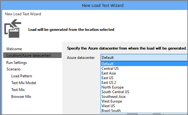 Select load test location