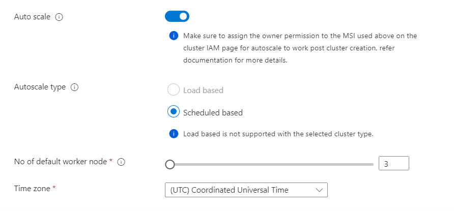 Captura de pantalla que muestra la configuración del servicio de escalado automático.