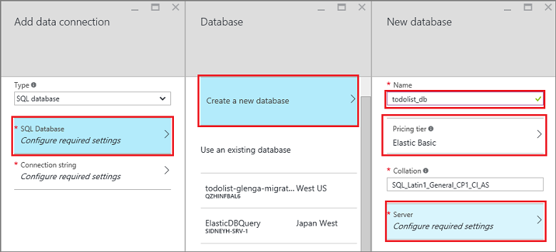 Selección de una base de datos