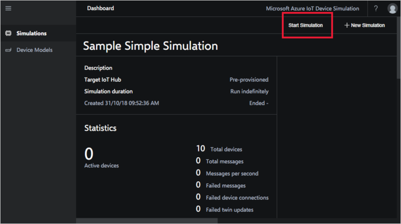 Configuración de la simulación