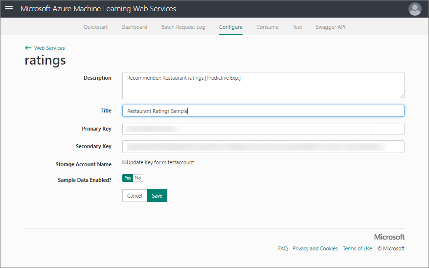 Configuración del servicio web