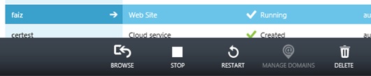 Windows Azure Pack Shell Command Bar