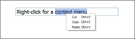 TextBox with context menu