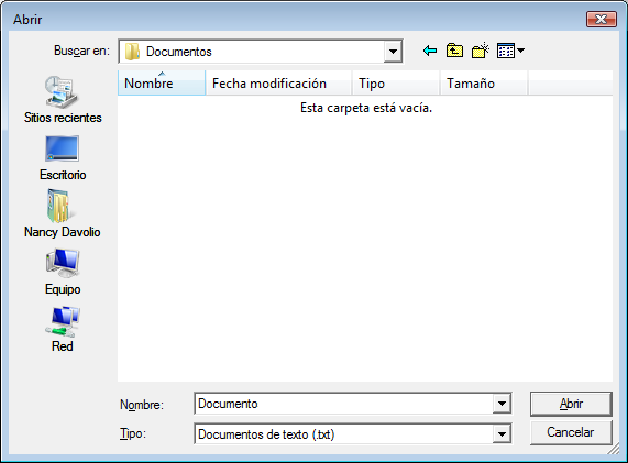 Cuadro de diálogo Abrir