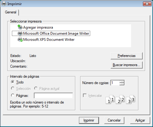 Cuadro de diálogo Imprimir