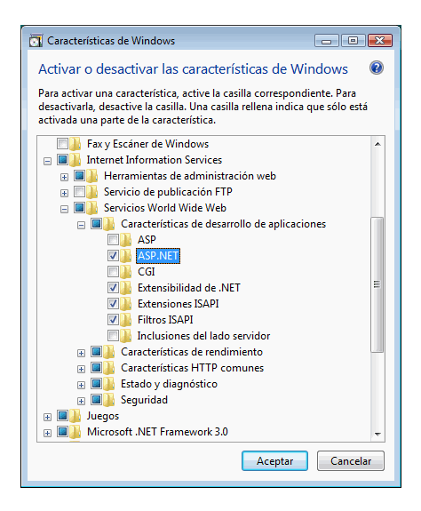 Configuración requerida Asp.NET