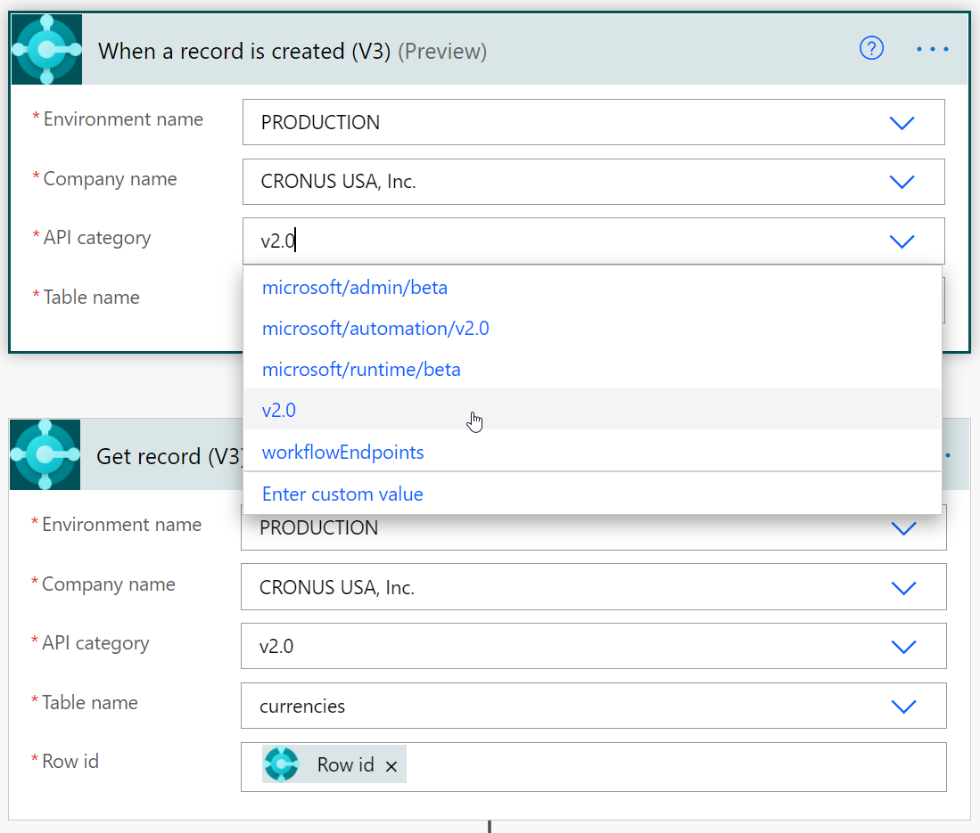 Conector actualizado que se muestra en el contexto de Power Automate