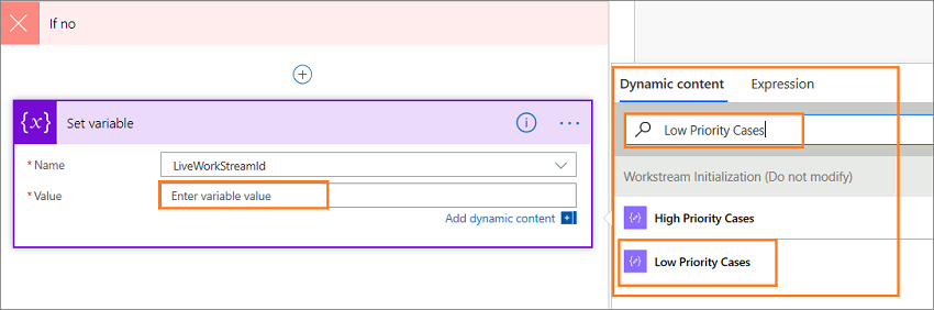 Set the If no variable value.