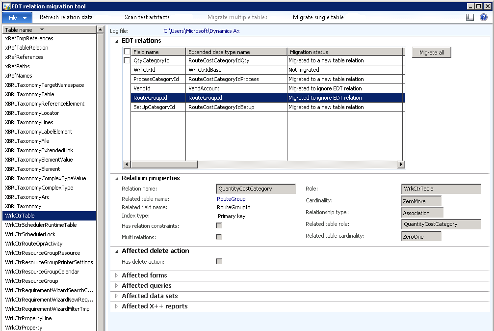 EDT relation migration tool