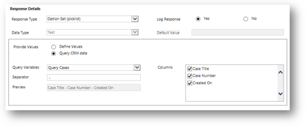 Configuración de detalles de la respuesta para datos de CRM