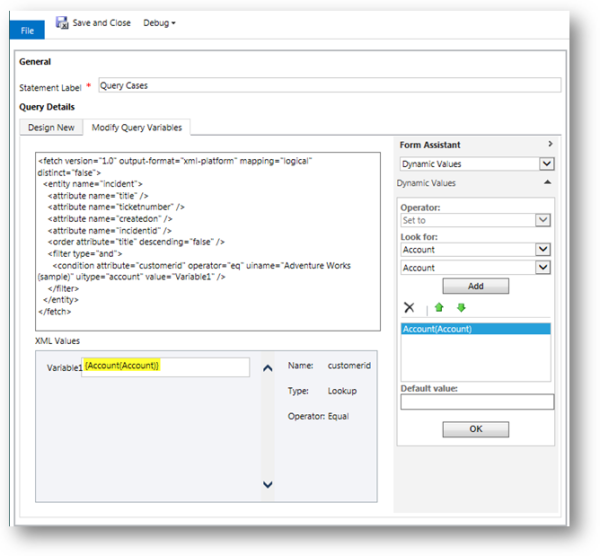 Establecer variables para consultar datos de CRM