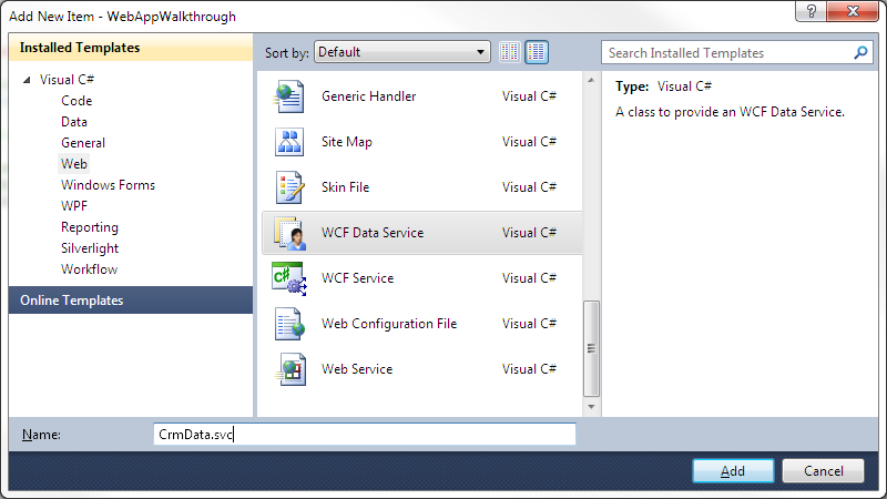 Crear servicio de datos