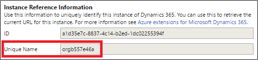 Nombre de organización de Dynamics mostrado en el panel de información de usuario