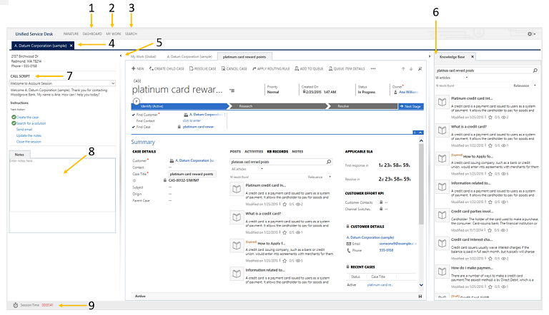 Sesión de cuenta en Unified Service Desk