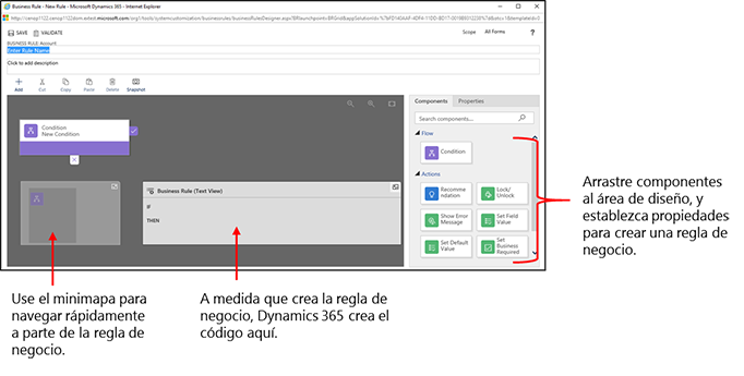 Ventana de diseño Reglas de negocio