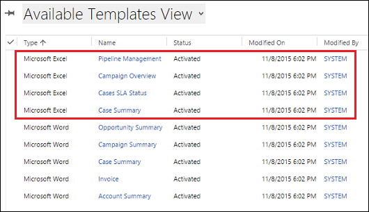 Probar las plantillas de Excel incluidas con Dynamics 365