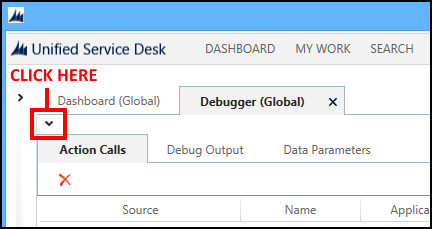 Expand the testing area in Debugger