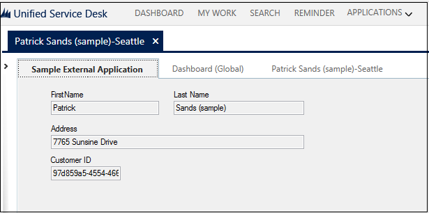 Customer info in external application