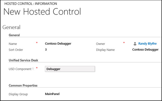 Crear un control hospedado Depurador