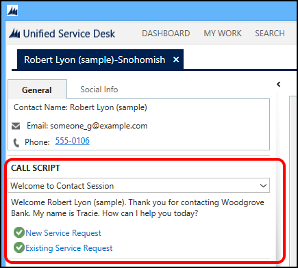 Script de agente en Unified Service Desk