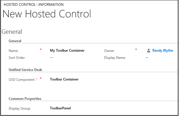 Control hospedado Contenedor de la barra de herramientas