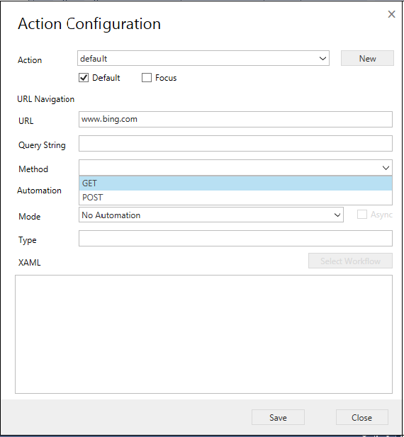 Configuración de acción en HAT