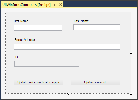 Diseño de los controles del control hospedado de UII