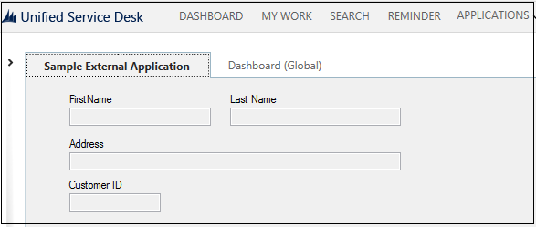 Aplicación externa de ejemplo en Unified Service Desk